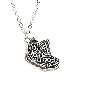 Flying Butterfly Necklace, Charm Necklace, Butterfly Charm Jewelry, Butterfly Pendant, Silver Butterfly Jewelry, Jewelry Gift, Gift Under 20