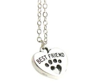 Best Friend Necklace, Dog Charm Necklace, Dog Charm Jewelry, Love My Dog Pendant, Silver Dog Jewelry, Jewelry Gift, Gift Under 20