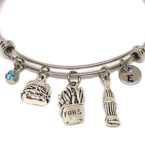 Burger Fries and Soda Pop Bangle, Fast Food Meal Themed Gift ...