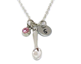 Spoon Necklace, Charm Necklace, Spoon Charm Jewelry, Spoon Pendant, Spoon Charm, Silver Spoon Charm, Tiny Spoon, Jewelry Gift, Spoon Theory