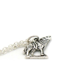 Wolf Necklace, Charm Necklace, Wolf Charm, Wolf Pendant, Wolf Jewelry, Howling Wolf Necklace, Silver Wolf Necklace, Wolves Necklace