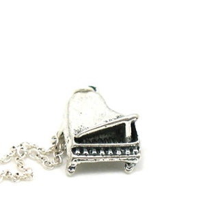 Piano Necklace, Charm Jewelry, Piano Charm Necklace, Antique Silver Piano Necklace, Piano Pendant, Piano Jewelry, Grand Piano Necklace