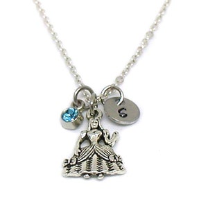 Princess Dress Necklace, Princess Pendant, Personalized, Princess Charm, Princess Gift Ideas, Quinceanera Dress, Sweet 16, Debutante Charm
