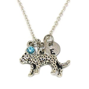 Collar de guepardo, guepardo plateado, collar de leopardo, joyería de guepardo, colgante de vida silvestre, collar de animales, dije de guepardo, dije para amantes de los animales