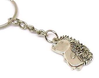 Hedgehog Keychain, Hedgehog Key Ring, Silver Hedgehog Charm, Hedgehog Gifts, Personalized Keychain, Hedgehog Lover, Hedgehog Accessories