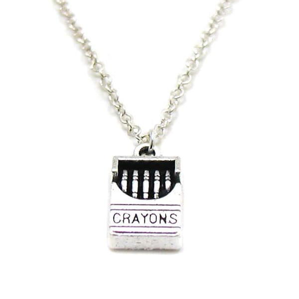 Box of Crayons Necklace, Gift for Teacher, Pre-School Teacher Necklace, Gift for Artist, Art Teacher Gift, Crayons Necklace, Crayon Charm