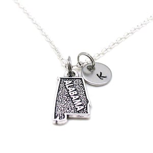 Alabama Necklace, State Of Alabama Necklace, Personalized Necklace, Initial Necklace, Alabama Charm, State Jewelry, State Necklace