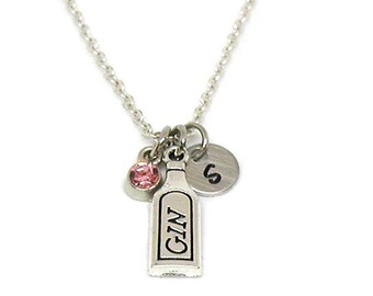 Gin Necklace, Gin Bottle Pendant, Personalized Gift, Liquor Jewelry, Liquor Gift, Gin Bottle Necklace, Gin Bottle Charm, Alcohol Bottle Gift