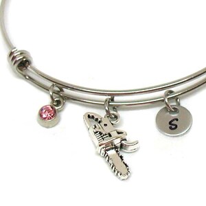 Chainsaw Bracelet, Chainsaw Bangle, Gardener Bracelet, Chainsaw Charm, Lumberjack Gift, Construction Jewelry, Chainsaw Gift, Gardening Charm