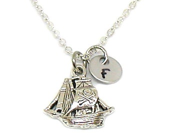 Pirate Ship Necklace, Pirate Ship Pendant, Pirate Ship Jewelry, Pirate Necklace, Pirate Jewelry, Nautical Necklace, Sailor Necklace Gift