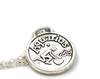 Aquarius Necklace, Zodiac Necklace, Astrology Necklace, Zodiac Charm Jewelry, Aquarius Charm, Zodiac Jewelry, Jewelry Gift, Birthday Gift