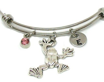 Silver Frog Bracelet, Silver Frog Bangle, Expandable Bracelet, Amphibian Bracelet, Amphibian Bangle Gift, Amphibian Charm, Frog Jewelry Gift