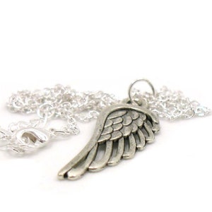 Wing Necklace, Wing Charm Jewelry, Wing Pendant, Antique Silver Wing Necklace, Angel Wing Necklace, Silver Wing Jewelry, Jewelry Gift
