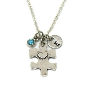 Puzzle Piece Necklace, Puzzle Charm Necklace, Autism Awareness Necklace, Small Puzzle Necklace Gift, Small Puzzle Piece Charm, Jigsaw Charm