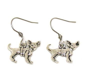 Chihuahua Earrings, Chihuahua Charm, Chihuahua Dog, Dog Jewelry, Chihuahua Lover, Chihuahua Gift, Animal Lover, Silver Chihuahua, Tiny Dog