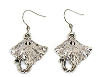 Stingray Earrings, Stingray Charm, Stingray Jewelry, Silver Stingray, Manta Ray Earrings, Manta Ray Jewelry, Manta Ray Charm, Stingray Gift