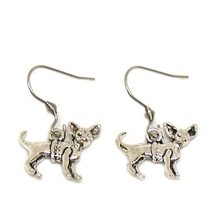 Chihuahua Earrings, Chihuahua Charm, Chihuahua Dog, Dog Jewelry, Chihuahua Lover, Chihuahua Gift, Animal Lover, Silver Chihuahua, Tiny Dog