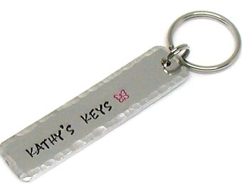 Personalized Key Chain, Custom Key Chain, Hand Stamped Keychain, Rectangle Key Chain, Metal Key Chain, Aluminum Key Chain, Name Key Chain