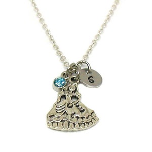Princess Dress Necklace, Princess Pendant, Personalized, Princess Charm, Princess Gift Ideas, Quinceanera Dress, Sweet 16, Debutante Charm