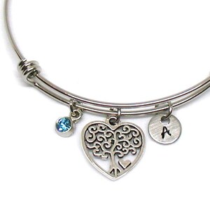 Willow Tree Bracelet, Willow Tree Bangle, Heart Jewelry, Expandable Bracelet, Birthstone Bangle, Love Bracelet, Love Bangle, Family Bangle