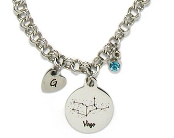 Virgo Bracelet, Zodiac Bracelet, Astrology Bracelet, Constellation Charm, Constellation Bracelet, Zodiac Jewelry, Virgo Charm, Zodiac Gift