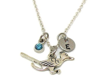 Roadrunner Necklace, Silver Roadrunner, Road Runner Necklace, Roadrunner Jewelry, Roadrunner Pendant, Bird Necklace, Tiny Roadrunner Charm