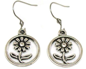 Daisy Earrings, Daisy Charm, Daisy Jewelry, Silver Daisy Charm, Flower Earrings, Flower Jewelry, Sunflower Earrings, Flower Jewelry Gift