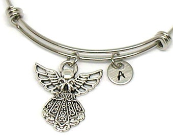 Angel Bangle, Angel Charm, Angel Bracelet, Angel Jewelry, Remembrance Bangle, Guardian Angel Charm, Expandable Bangle, Religious Bangle Gift