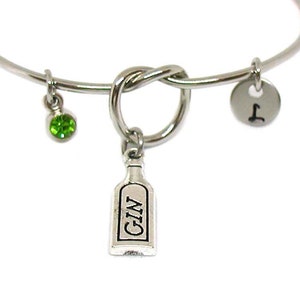 Gin Knot Bracelet, Personalized Jewelry, Gin Bottle Knot Bangle Bracelet, Wedding Themed Gifts, Gin Charm, Celebration Charm, Bridal Party