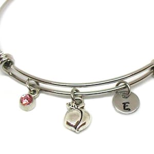 Peach Bracelet, Peach Bangle, Expandable Bracelet, Foodie Bracelet, Peach Charm, Peach Jewelry, Foodie Bangle, Fruit Charm, Georgia State