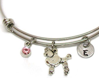 Silver Poodle Bracelet, Silver Poodle Bangle, Expandable Bracelet, Dog Bracelet, Dog Bangle, Poodle Charm, Poodle Jewelry, Dog Lover Gift