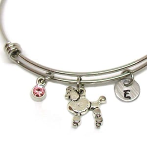Silver Poodle Bracelet, Silver Poodle Bangle, Expandable Bracelet, Dog Bracelet, Dog Bangle, Poodle Charm, Poodle Jewelry, Dog Lover Gift
