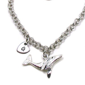 Silver Humpback Whale Bracelet, Custom Bracelet, Whale Jewelry, Personalized Bracelet, Monogram Bracelet, Whale Watcher, Whale Watching Gift