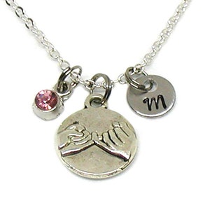 Pinky Promise Necklace, Pinky Promise Charm Necklace, Personalize Necklace, Custom Gift, Initial Necklace, Girlfriend Gift, Best Friend Gift