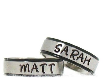 His and Hers Ring, Custom Ring, Personalized Jewelry, Wedding Ring, Personalized Ring, Custom Name Ring, Hand Stamped Ring, Engraved Ring