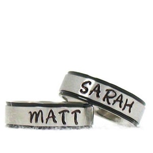 His and Hers Ring, Custom Ring, Personalized Jewelry, Wedding Ring, Personalized Ring, Custom Name Ring, Hand Stamped Ring, Engraved Ring
