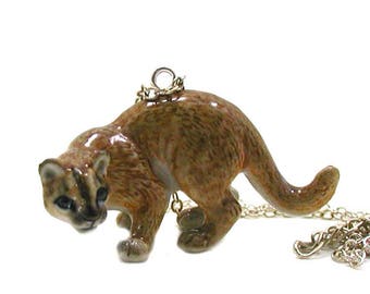 Cougar Necklace, Puma Necklace, Charm Jewelry, Cougar Jewelry