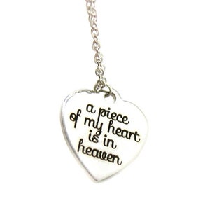 A Piece Of My Heart Is In Heaven Necklace, Charm Necklace, Delicate Necklace, Tiny Necklace, Loss Of A Loved One, Remembrance Necklace
