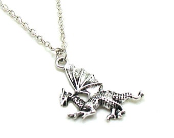 Dragon Necklace, Charm Necklace, Fairytale Dragon, Dragon Pendant, Dragon Jewelry, Fantasy Necklace, Fantasy Jewelry, Dragon Charm, Mythical