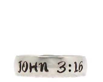 John 3:16 Ring, Scripture Ring, Bible Verse Ring, Stainless Steel Ring, Personalized Ring, Custom Ring, Hand Stamped Ring, Bible Jewelry