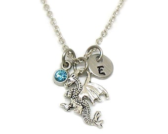 Flying Dragon Necklace, Dragon Charm, Dragon Jewelry, Fantasy Pendant, Fantasy Jewelry, Mythical Dragon, Fairytale Dragon Necklace Gift