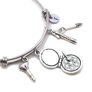 Makeup Bangle, Makeup Bracelet, Makeup Compact Charm, Cosmetics Bangle, Makeup Charm, Makeup Artist Gift, Cosmetologist Gift, Makeup Jewelry