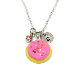 Pink Cookie Necklace, Sugar Cookie Charm, Foodie Jewelry, Frosted Cookie Charm, Bakers Gift, Food Necklace, Best Friend Gift, Bakery Charm