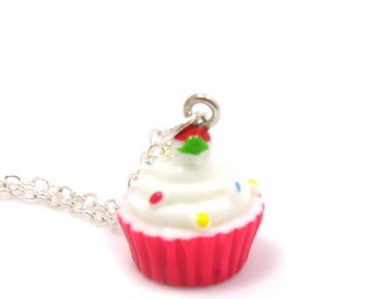 Vanilla Cupcake Necklace, Cupcake Necklace, Charm Jewelry, Birthday Charm, Birthday Cupcake Jewelry, Birthday Jewelry, Charm Necklace