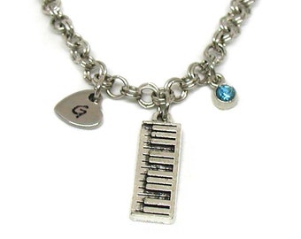 Piano Bracelet, Piano Teacher Bracelet, Piano Charm, Music Charm, Music Jewelry, Piano Keyboard Charm, Music Lover, Music Teacher Bracelet