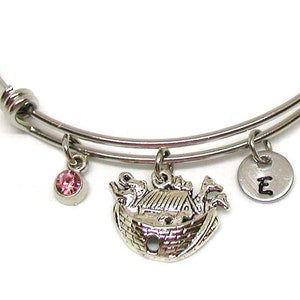Noah&#39;s Ark Bracelet, Noah&#39;s Ark Bangle, Expandable Bracelet, Christian Bracelet, Biblical Bracelet, Christian Bangle, Sunday School Charm