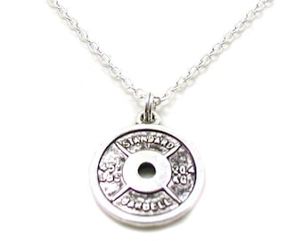 Dumbbell Necklace, Charm Jewelry, Fitness Jewelry, Silver Dumbbell , Dumbbell Pendant, Exercise Jewelry, Dumbbell Charm, Weight Training