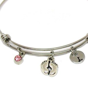 Baby Feet Bangle Mother s Bracelet Silver Gold Rose Gold Finishes Etsy