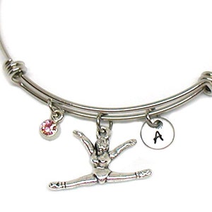 Gymnastics Bracelet, Gymnastics Bangle, Gymnastics Jewelry, Expandable Bracelet, Gymnastics Charm, Gymnast Bangle, Gymnast Bracelet Gift