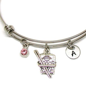 Chinese Take Out Bracelet, Chinese Food Bangle, Foodie Jewelry, Expandable Bracelet, Birthstone Bangle, Chinese Food Bracelet, Chinese Charm